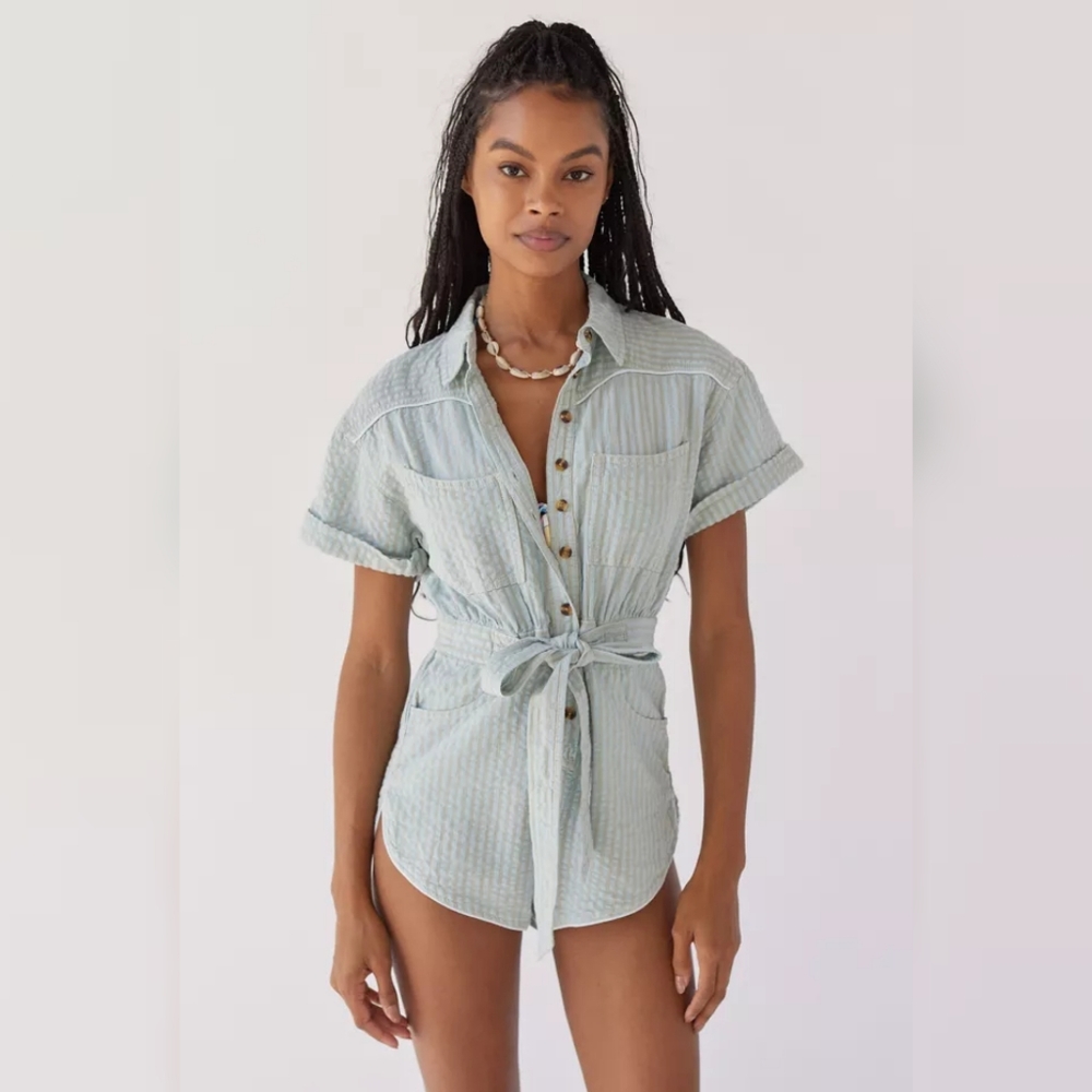 NWT Urban Outfitters BDG Blue and Cream Romper